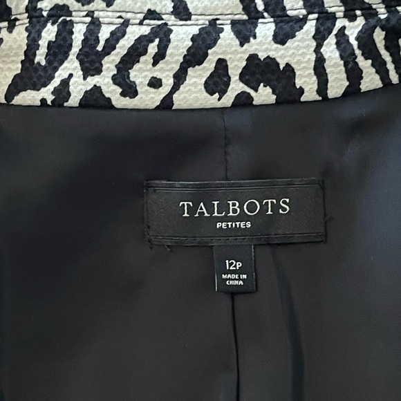 EUC Talbots Black and White Animal Print Blazer - Picture 3 of 6